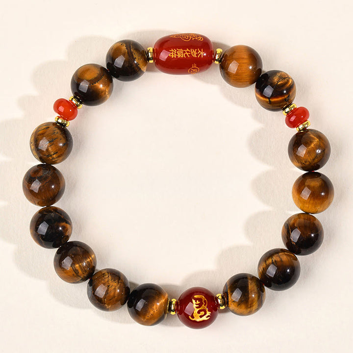 Braccialetto di protezione in agata rossa naturale con occhio di tigre e 12 Buddha Stones - 10 mm (circonferenza del polso 16-17 cm) - Scimmia - image 29