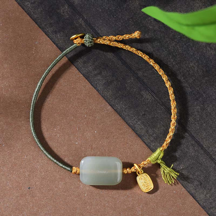 Bracciale della prosperità in giada Hetian in argento sterling 925 Buddha Stones - Giada di Hetian e filo verde scuro (circonferenza del polso: 15-18 cm) - image 8