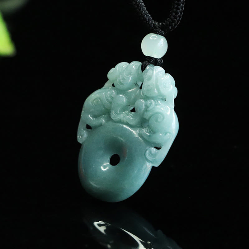Collana con ciondolo a corda per la fortuna e la ricchezza con fibbia della pace in giada PiXiu con Buddha Stones - image 6