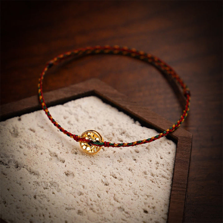 Braccialetto regolabile alla caviglia con cordino intrecciato e ciondolo in rame fatto a mano Buddha Stones - Cavigliera multicolore - image 0
