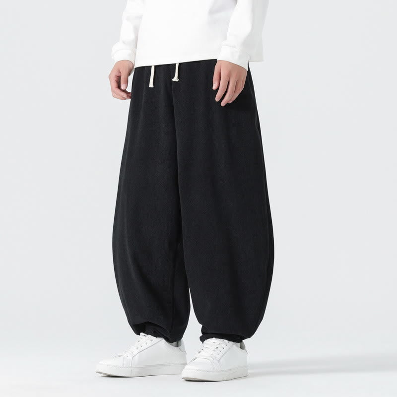 Pantaloni harem da uomo in velluto a coste tinta unita con tasche Buddha Stones Fall - Nero - US/UK/AU46, EU56 (5XL) - image 6
