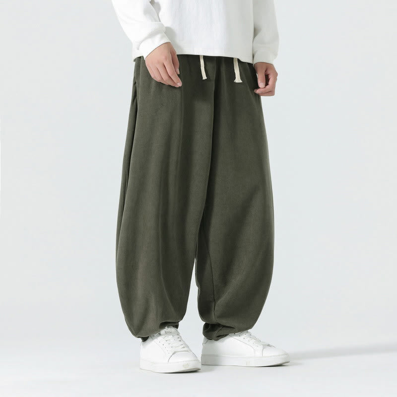 Pantaloni harem da uomo in velluto a coste tinta unita con tasche Buddha Stones Fall - image 1