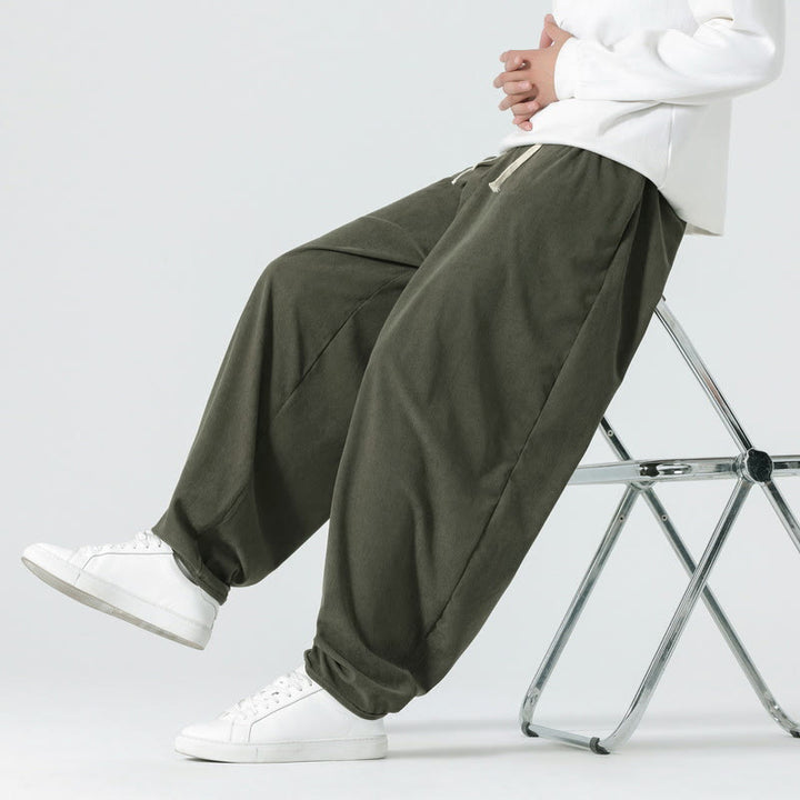 Pantaloni harem da uomo in velluto a coste tinta unita con tasche Buddha Stones Fall - image 5