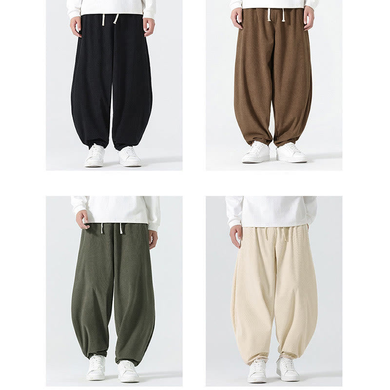 Pantaloni harem da uomo in velluto a coste tinta unita con tasche Buddha Stones Fall - image 23