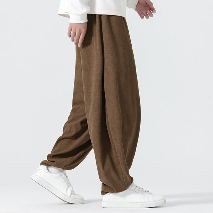 Pantaloni harem da uomo in velluto a coste tinta unita con tasche Buddha Stones Fall - image 22