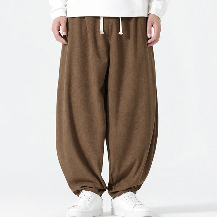 Pantaloni harem da uomo in velluto a coste tinta unita con tasche Buddha Stones Fall - image 20