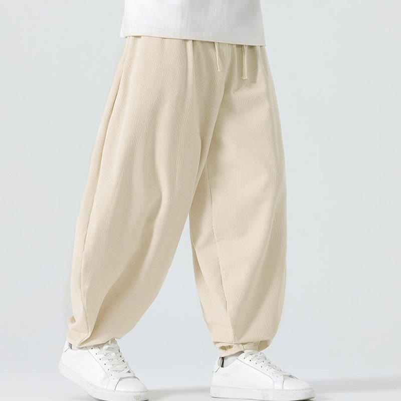 Pantaloni harem da uomo in velluto a coste tinta unita con tasche Buddha Stones Fall - image 12