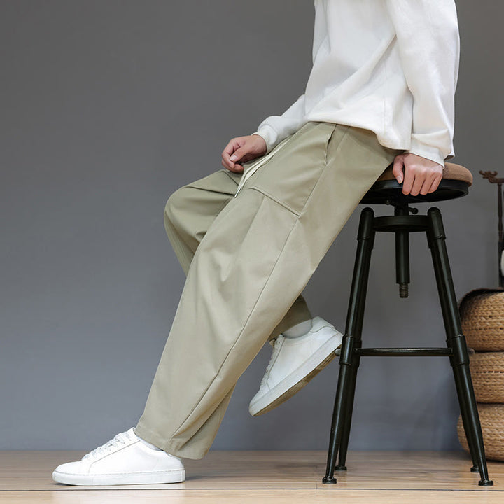 Pantaloni harem da uomo in cotone color puro con tasche , Buddha Stones Fall - image 8