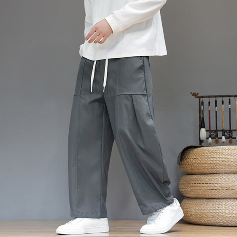 Pantaloni harem da uomo in cotone color puro con tasche , Buddha Stones Fall - image 10