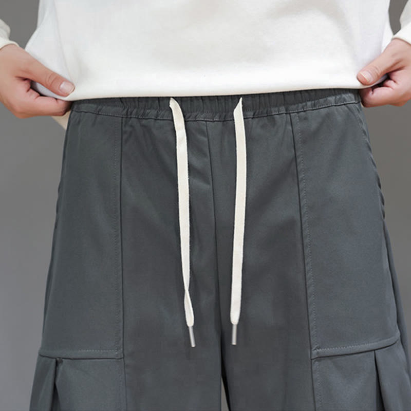 Pantaloni harem da uomo in cotone color puro con tasche , Buddha Stones Fall - image 18