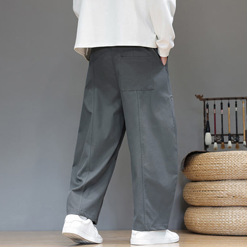 Pantaloni harem da uomo in cotone color puro con tasche , Buddha Stones Fall - image 14