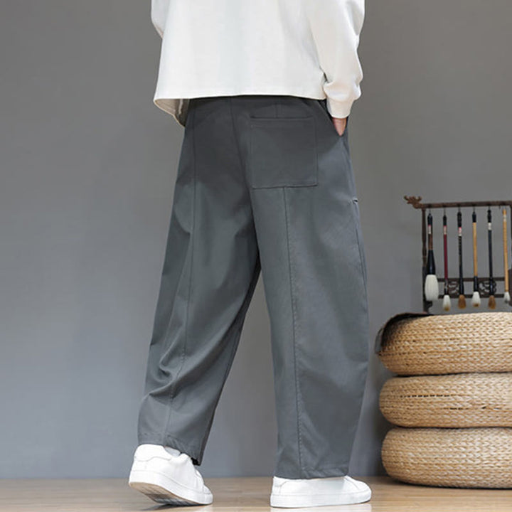 Pantaloni harem da uomo in cotone color puro con tasche , Buddha Stones Fall - image 14