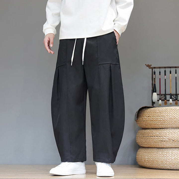 Pantaloni harem da uomo in cotone color puro con tasche , Buddha Stones Fall - image 26