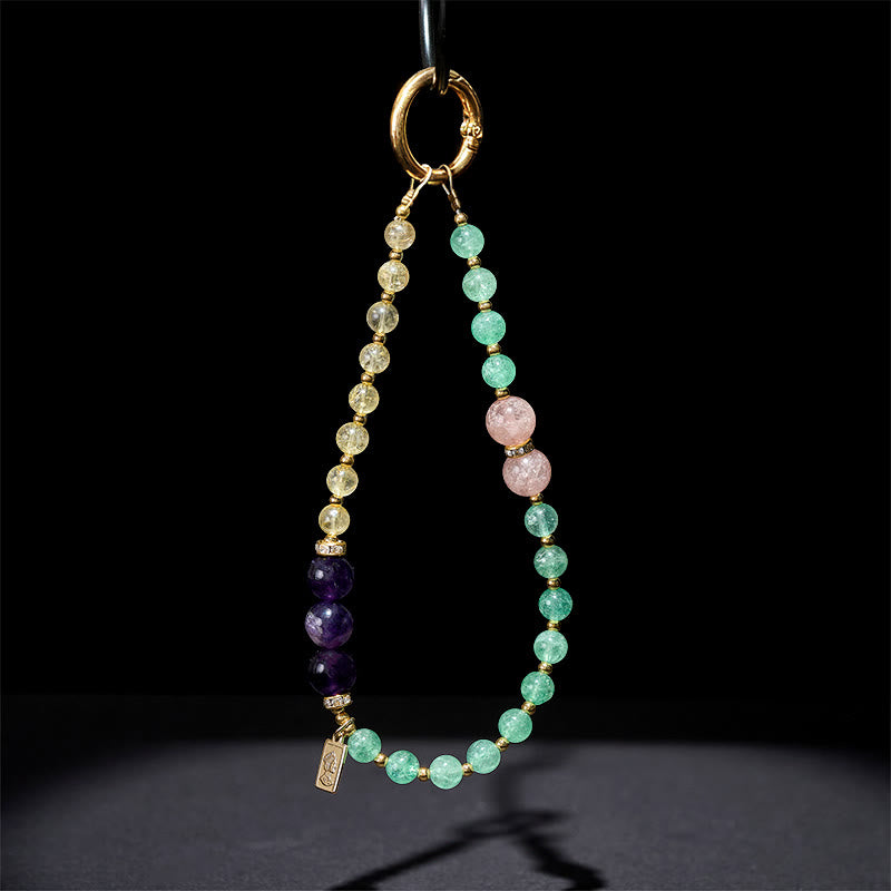 Buddha Stones, quarzo citrino, verde fragola, ciondolo della regina, portachiavi calmo, decorazione da appendere al telefono - image 3