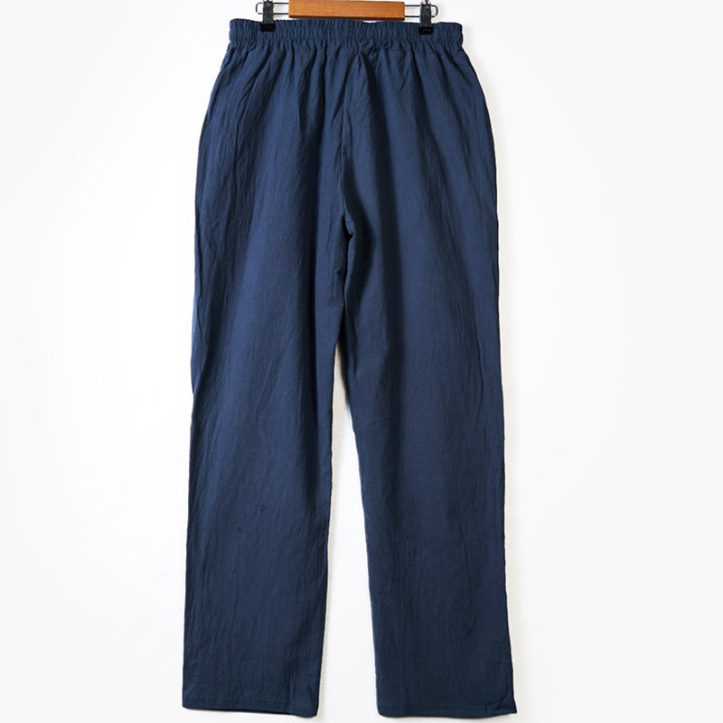 Pantaloni da uomo in cotone con tasche, coulisse e bottoni tinta unita con Buddha Stones - image 6