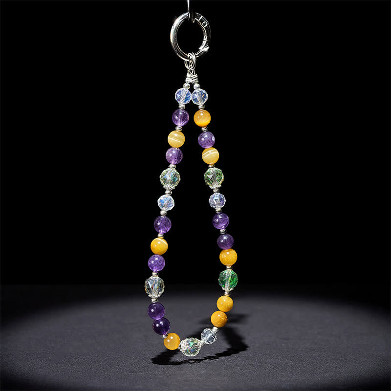 Portachiavi con Buddha Stones, ametista, occhio di tigre dorato, decorazione da appendere al telefono - image 3