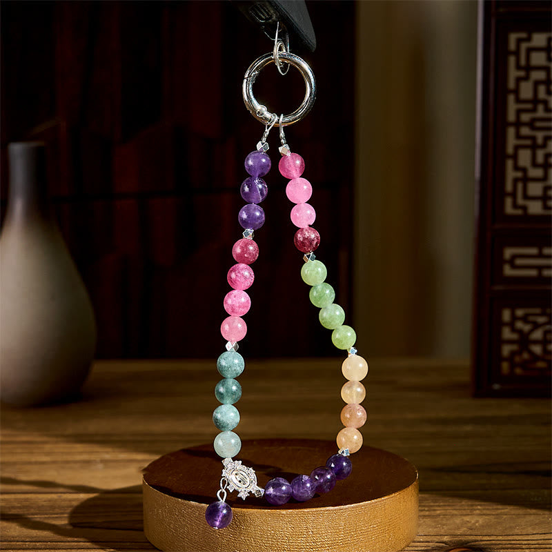 Buddha Stones con perline in ametista naturale da 8 mm, decorazione da appendere al telefono - image 3