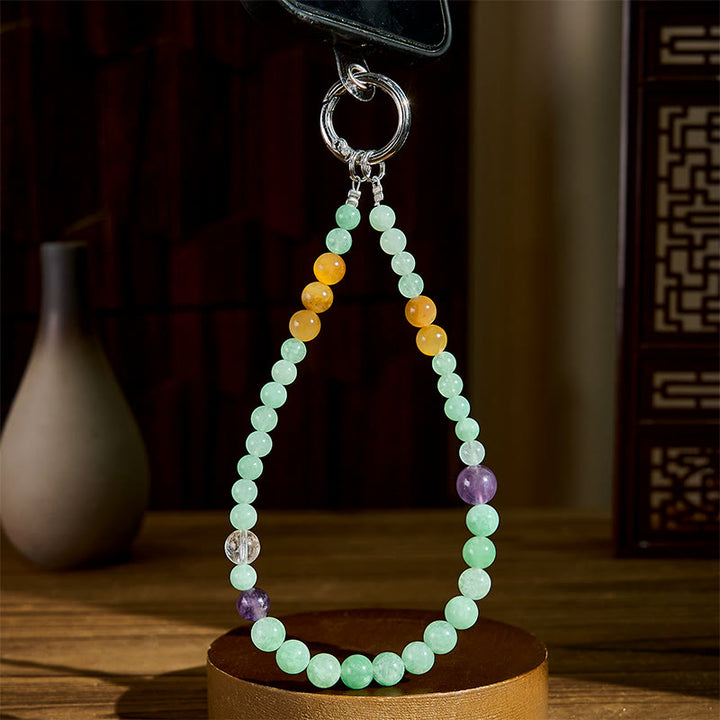 Portachiavi con perline di giada e Buddha Stones, decorazione da appendere al telefono - image 3