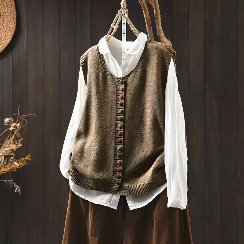 Gilet da donna senza maniche in maglia con bottoni colorati Buddha Stones - Siena - US4, UK/AU8, EU36-38 (F) - image 2