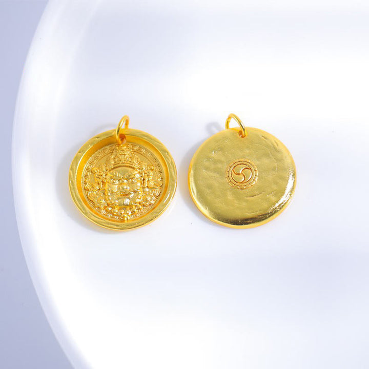 Collana con ciondolo a catena di protezione della prosperità Jambhala in ottone placcato oro 24k Buddha Stones - image 8