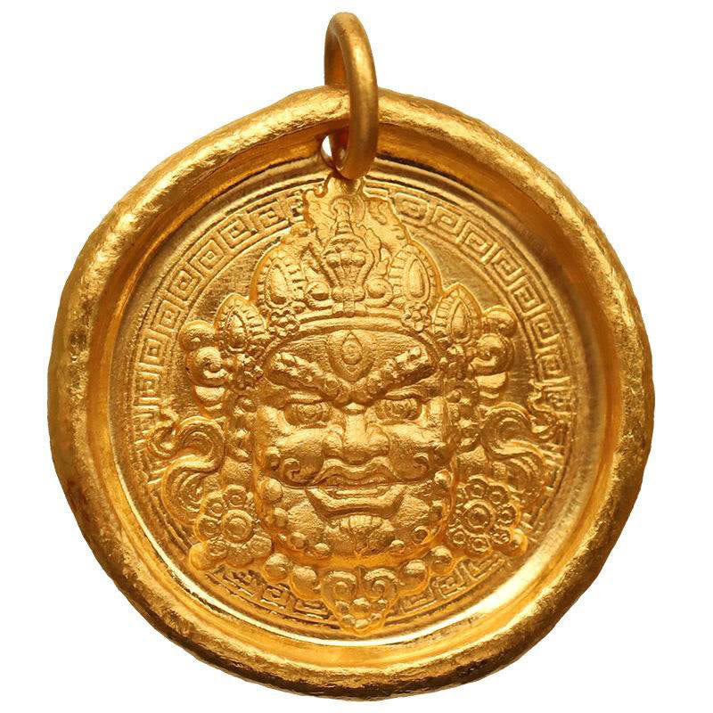 Collana con ciondolo a catena di protezione della prosperità Jambhala in ottone placcato oro 24k Buddha Stones - image 9