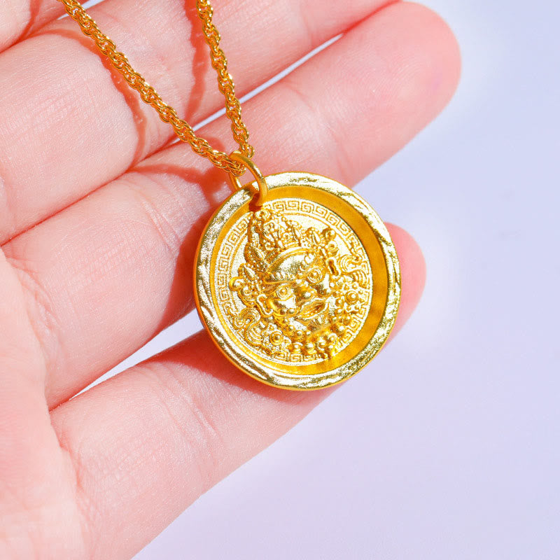 Collana con ciondolo a catena di protezione della prosperità Jambhala in ottone placcato oro 24k Buddha Stones - Jambhala giallo - image 1