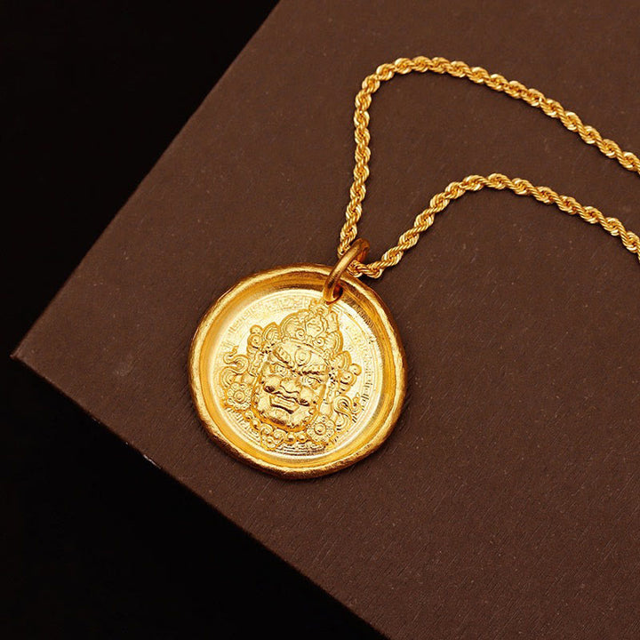 Collana con ciondolo a catena di protezione della prosperità Jambhala in ottone placcato oro 24k Buddha Stones - image 3