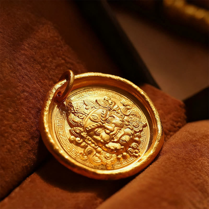 Collana con ciondolo a catena di protezione della prosperità Jambhala in ottone placcato oro 24k Buddha Stones - image 4