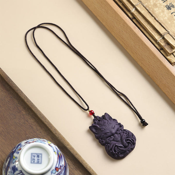 Collana con ciondolo a forma di ciondolo a forma di farfalla con maschera di volpe Buddha Stones , fibbia della pace e fortuna - Volpe - image 12