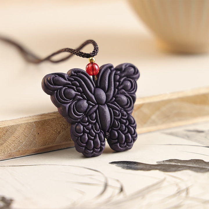 Collana con ciondolo a forma di ciondolo a forma di farfalla con maschera di volpe Buddha Stones , fibbia della pace e fortuna - Farfalla in rilievo - image 8