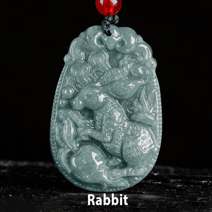 Collana con ciondolo in corda con Buddha Stones, zodiaco cinese, giada, anno del cavallo, fortuna - Coniglio - image 13