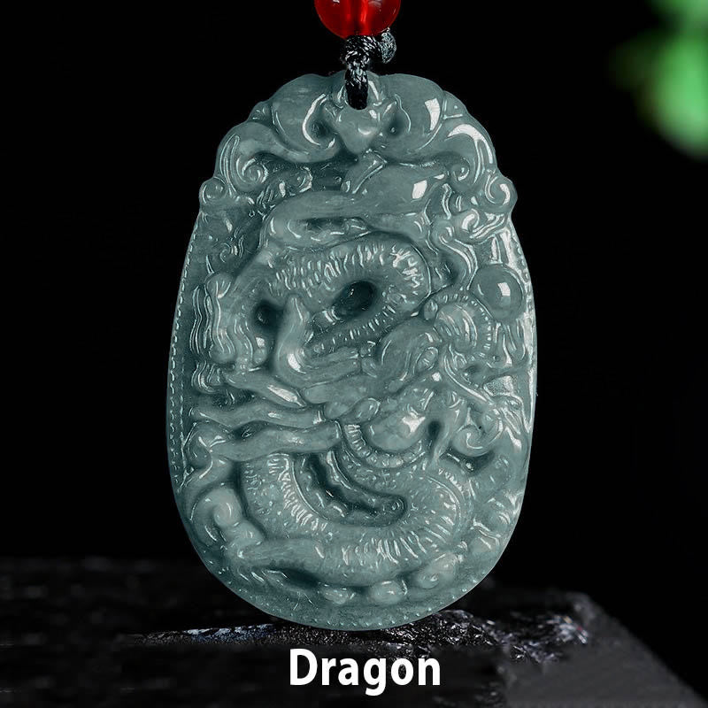 Collana con ciondolo in corda con Buddha Stones, zodiaco cinese, giada, anno del cavallo, fortuna - Drago - image 14