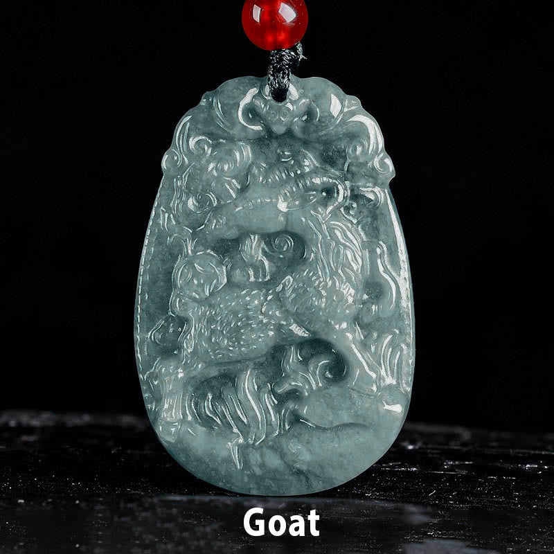 Collana con ciondolo in corda con Buddha Stones, zodiaco cinese, giada, anno del cavallo, fortuna - Capra - image 16
