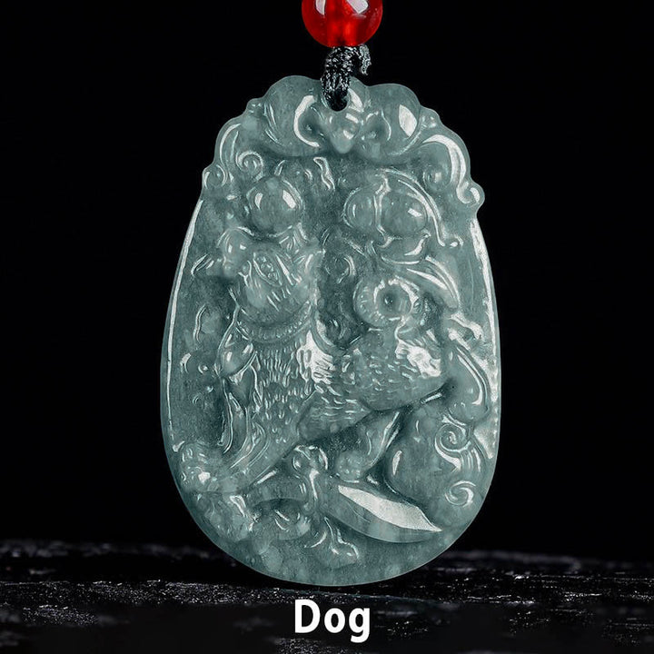 Collana con ciondolo in corda con Buddha Stones, zodiaco cinese, giada, anno del cavallo, fortuna - Cane - image 19