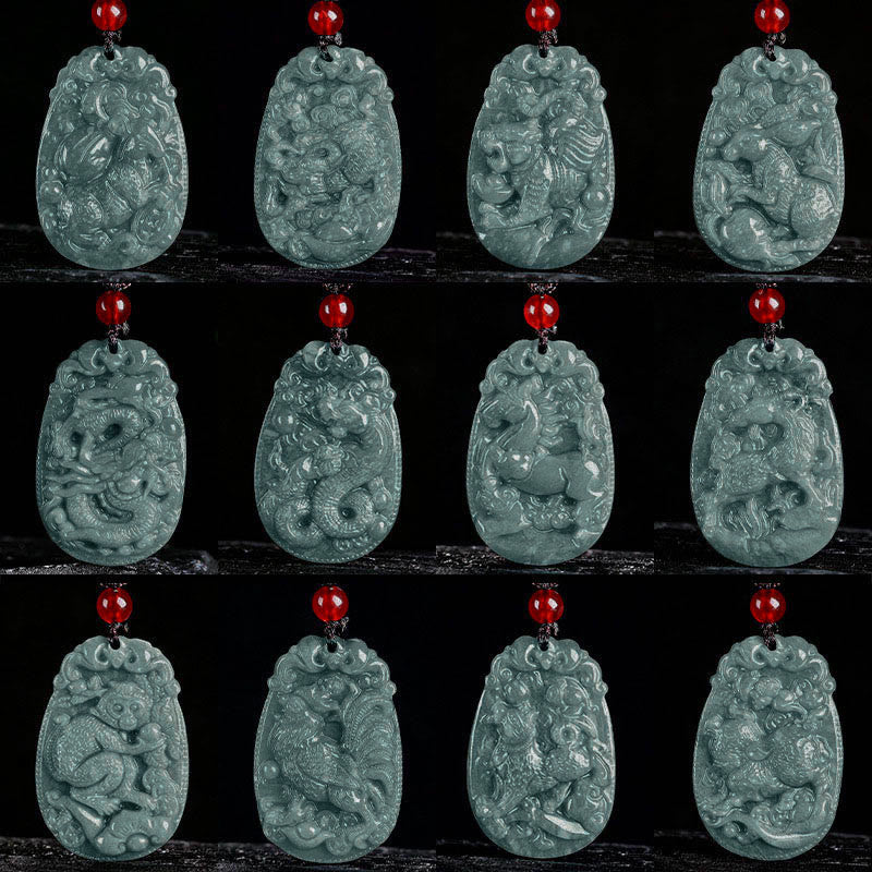 Collana con ciondolo in corda con Buddha Stones, zodiaco cinese, giada, anno del cavallo, fortuna - image 21