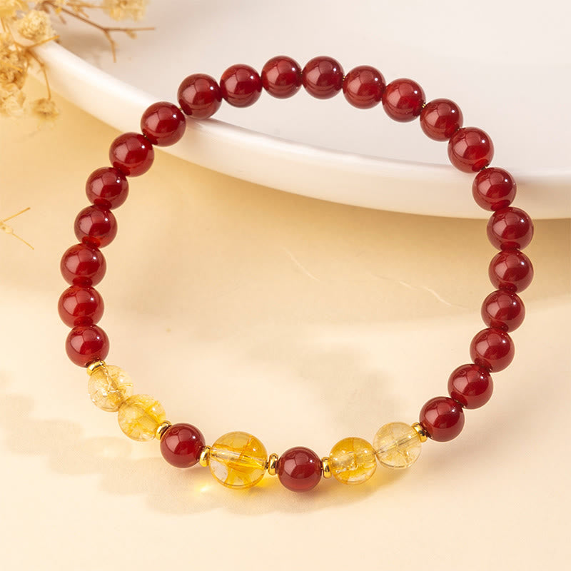 Bracciale Buddha Stones in agata rossa e citrino per la fiducia e il piacere - image 1