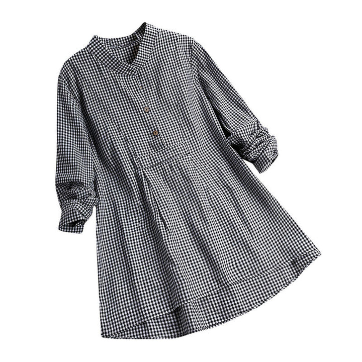 Camicia a quadri a maniche lunghe con bottoni da donna Buddha Stones - Nero - US16, UK/AU20, EU48 (5XL) - image 5