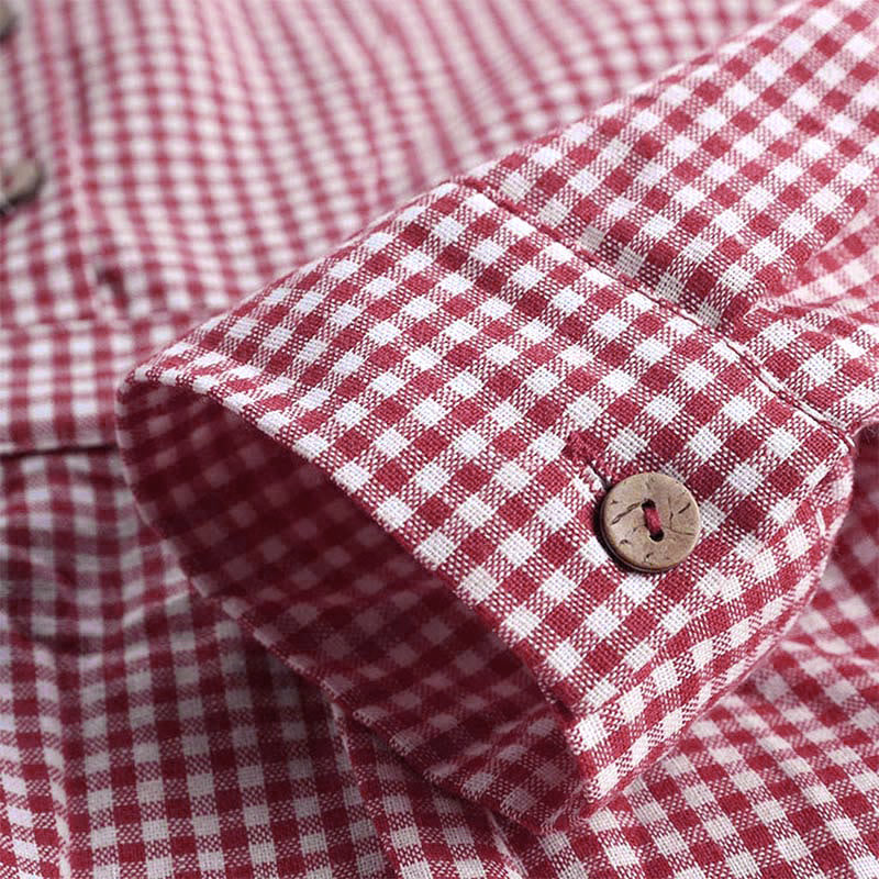 Camicia a quadri a maniche lunghe con bottoni da donna Buddha Stones - image 4