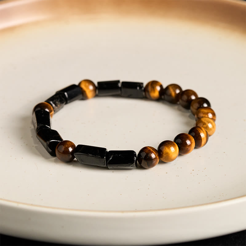 Braccialetto positivo in occhio di tigre con tormalina nera naturale Buddha Stones - image 5