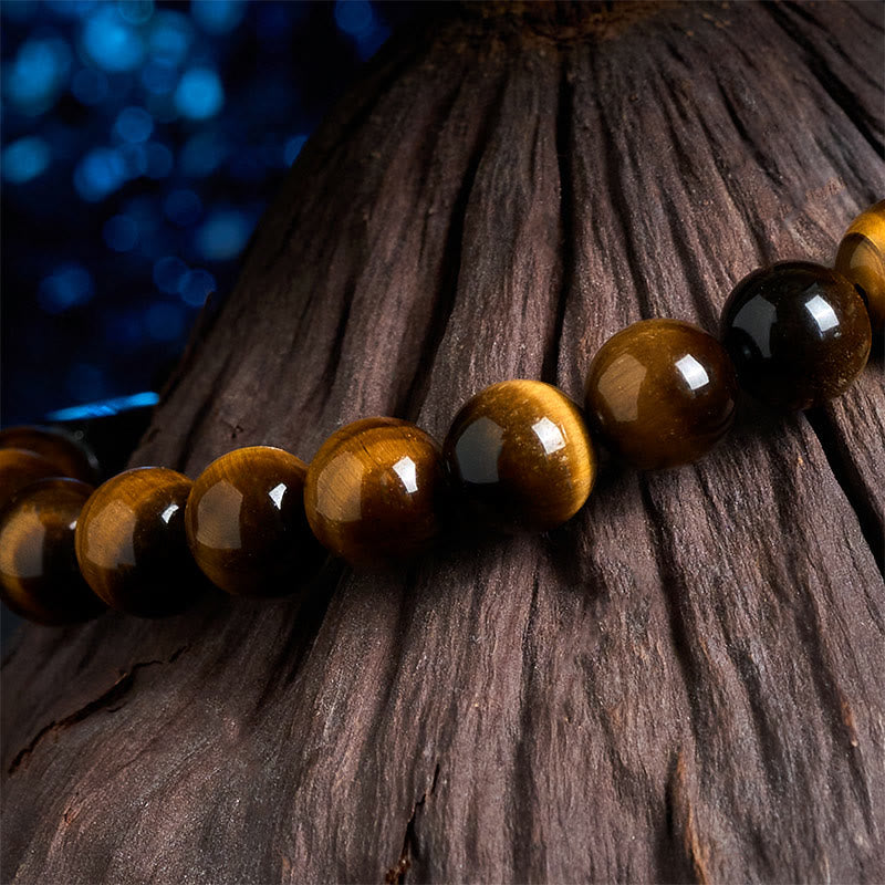 Braccialetto positivo in occhio di tigre con tormalina nera naturale Buddha Stones - image 4