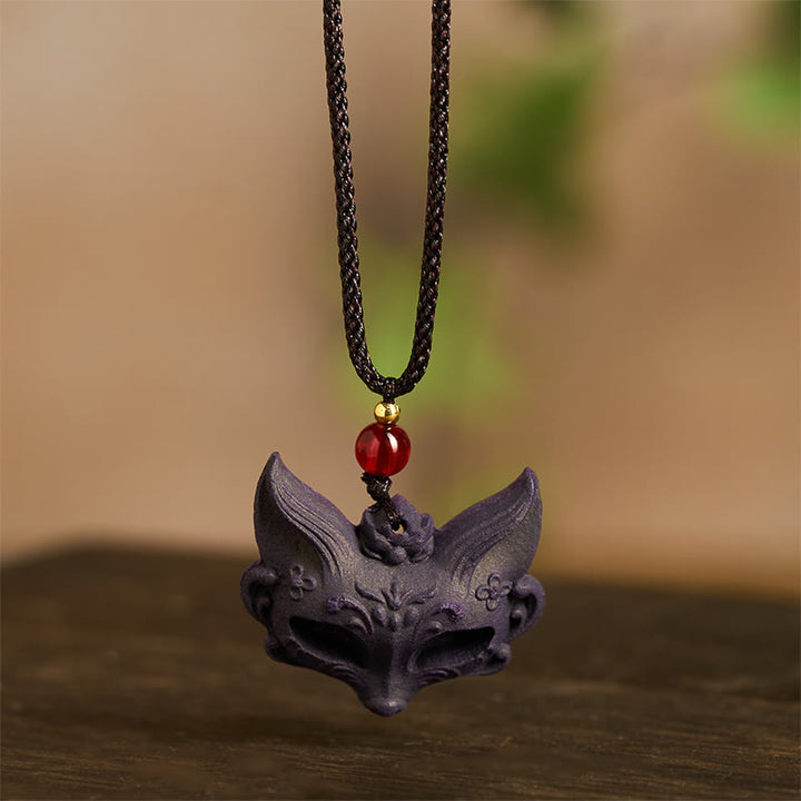 Collana con ciondolo a forma di ciondolo a forma di farfalla con maschera di volpe Buddha Stones , fibbia della pace e fortuna - image 4
