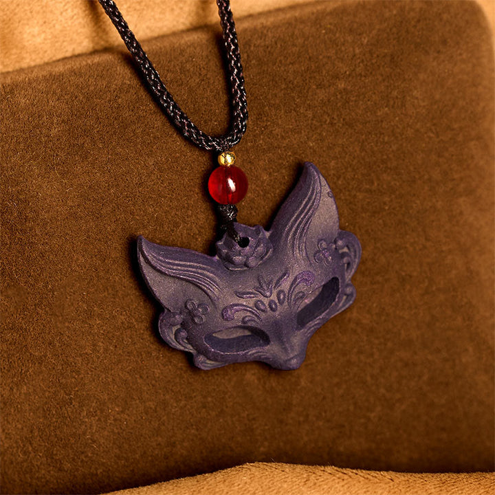 Collana con ciondolo a forma di ciondolo a forma di farfalla con maschera di volpe Buddha Stones , fibbia della pace e fortuna - image 3