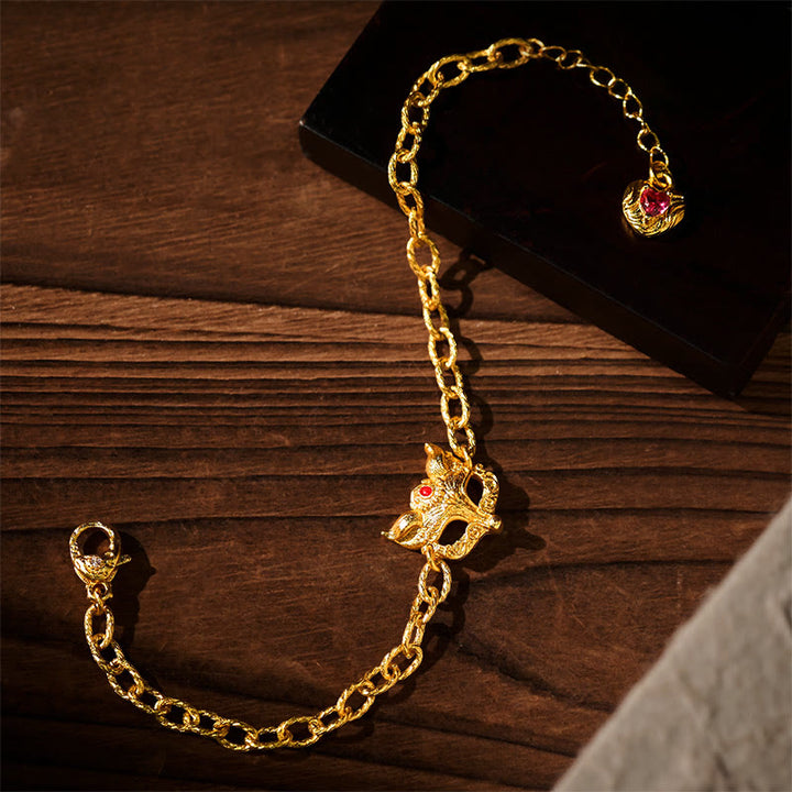 Bracciale a catena con ciondolo a forma di cuore in ottone placcato oro 24k Buddha Stones - Ottone (circonferenza del polso: 16-19 cm) - image 0