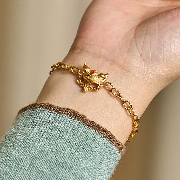Bracciale a catena con ciondolo a forma di cuore in ottone placcato oro 24k Buddha Stones - image 7