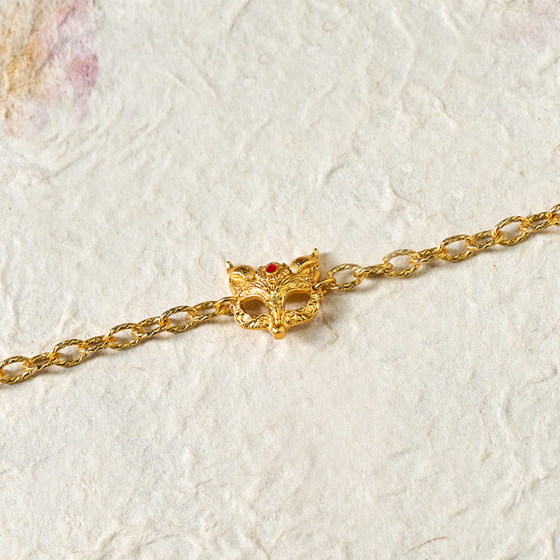 Bracciale a catena con ciondolo a forma di cuore in ottone placcato oro 24k Buddha Stones - image 2