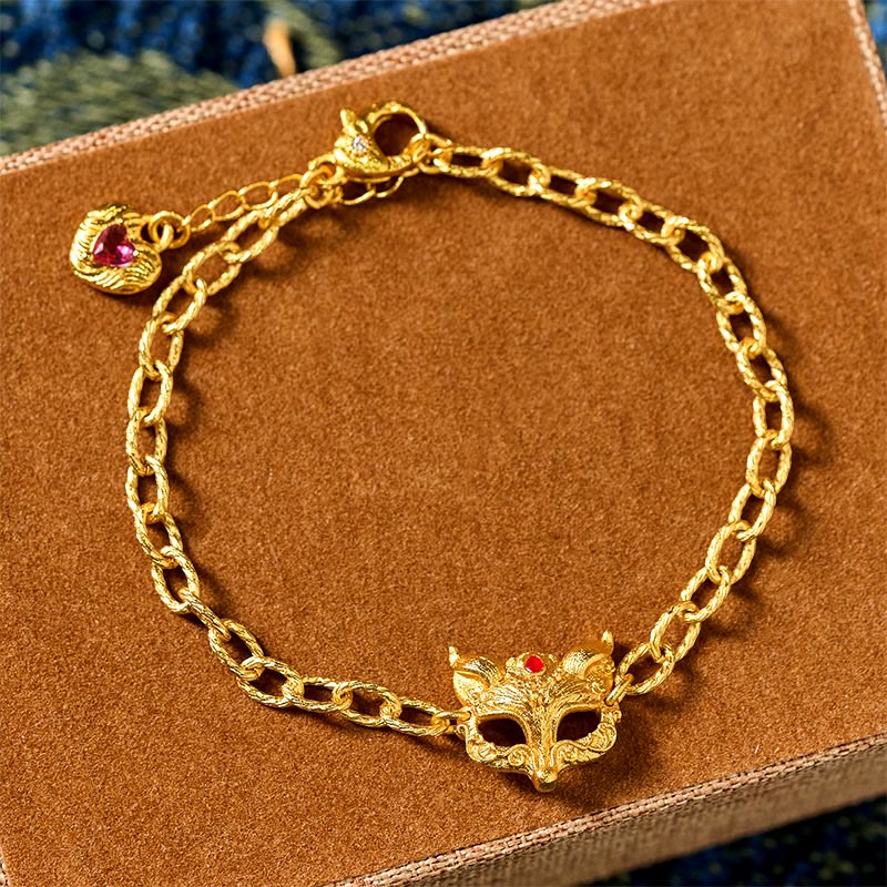 Bracciale a catena con ciondolo a forma di cuore in ottone placcato oro 24k Buddha Stones - image 4