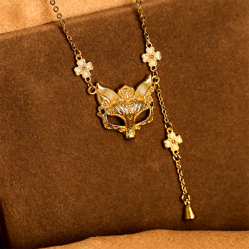 Collana con ciondolo a forma di fiore di volpe in ottone placcato oro 24k con pietra di Buddha - image 3