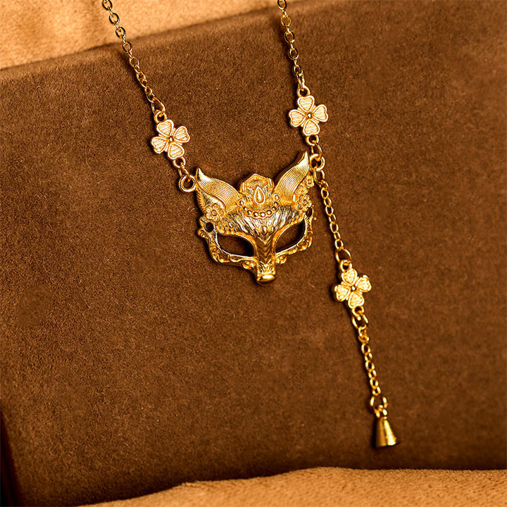 Collana con ciondolo a forma di fiore di volpe in ottone placcato oro 24k con pietra di Buddha - image 3