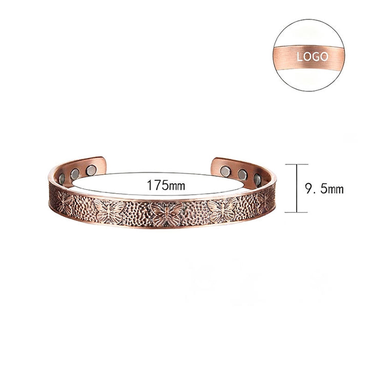 Bracciale rigido regolabile Buddha Stones Copper Open Butterfly Balance Self Care - image 8