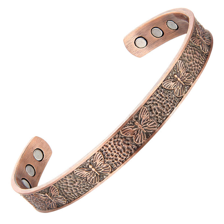 Bracciale rigido regolabile Buddha Stones Copper Open Butterfly Balance Self Care - image 7